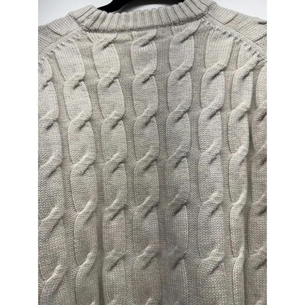 Babaton Sweater Women XS Heather Birch Glory Cable Knit Merino Wool‎ Cropped